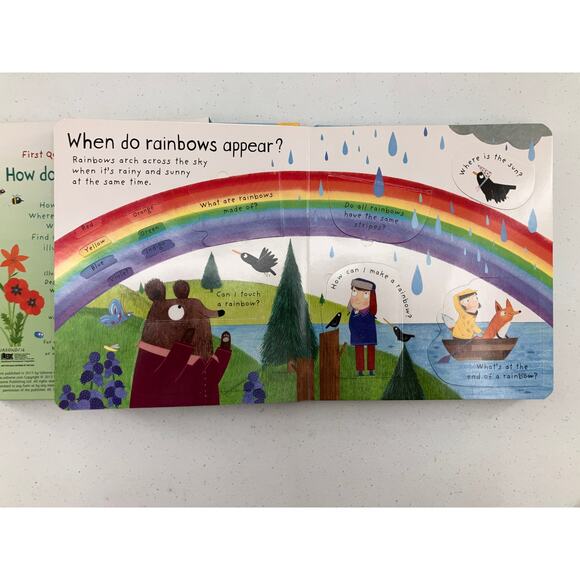 Lot of 2 Usborne Lift The Flap First Questions & Answers Rain Flowers Kids Books - Picture 4 of 7